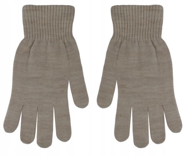 Vinterhandsker strikkede klassiske beige 21cm 13+ L