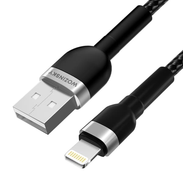 Punottu kaapeli iPhonelle USB-A - Lightning 2.4A 2m musta