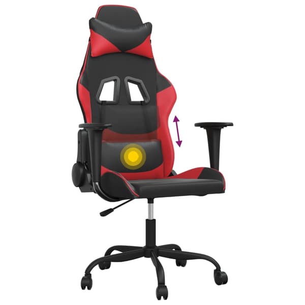 vidaXL massage-gamingstol, sort og rød, kunstlæder