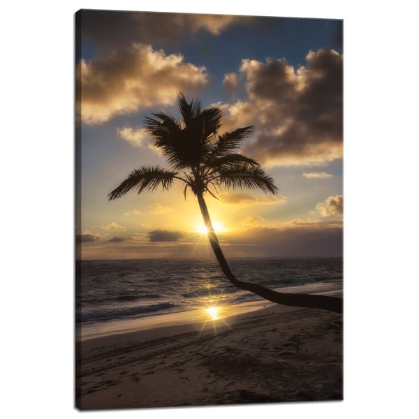 Canvastaulu Luonto Palm Auringonlasku Tausta 40x60 Valtameri Holidays