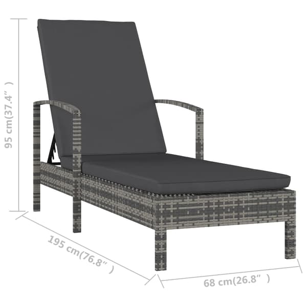 vidaXL liggestol med armlæn, polyrattan, grå