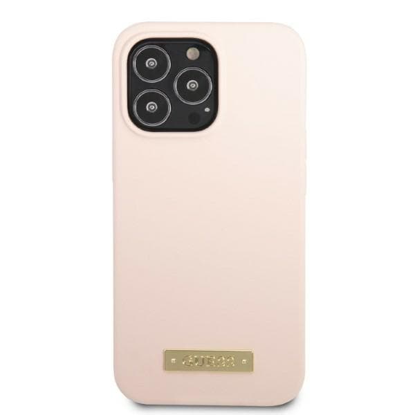 Guess Silikone Logoplade MagSafe-etui til iPhone 13 Pro Max, Pink