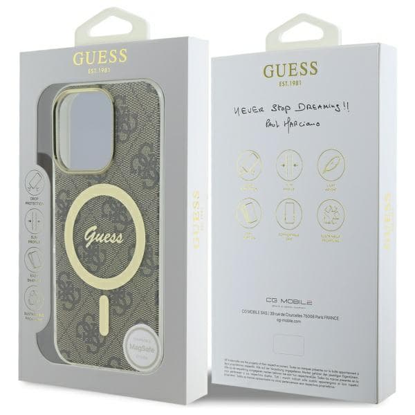 Guess IML 4G MagSafe-etui til iPhone 16 Pro Max, brunt