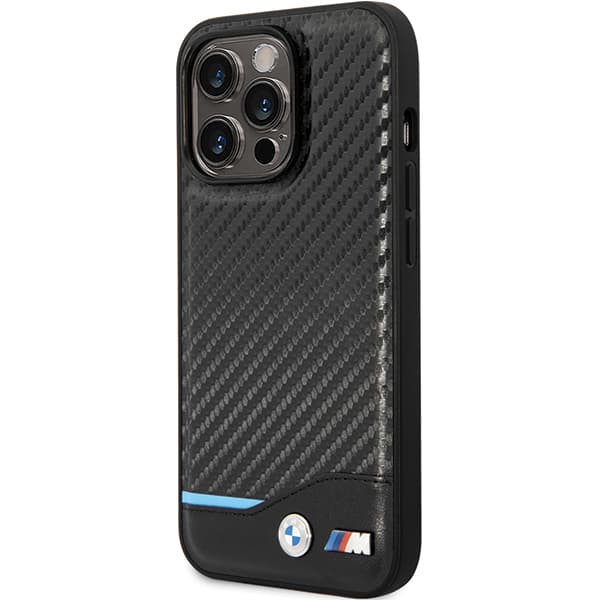 BMW Læderetui i Carbon til iPhone 13 Pro Max, Sort