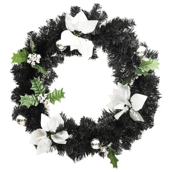 vidaXL julekrans med LED-lys, sort, 60 cm, PVC