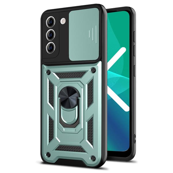 Sæt med pansret etui til Samsung Galaxy S23 Plus, Nox Camera Slide, grøn + 2x Glas