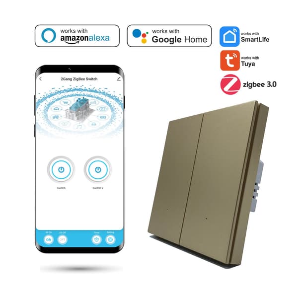 Tuya Smart Zigbee Dual Switch med N Life Gold
