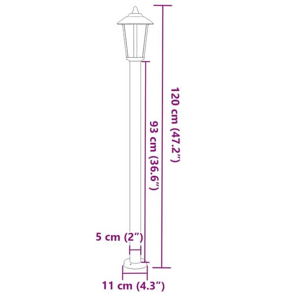vidaXL havelampe sølv 120 cm rustfrit stål