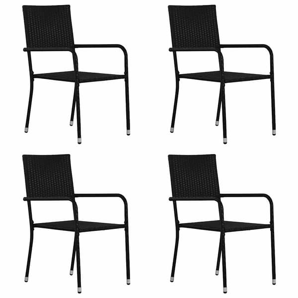 vidaXL havestole, sæt med 4, stabelbare, sort, polyrattan