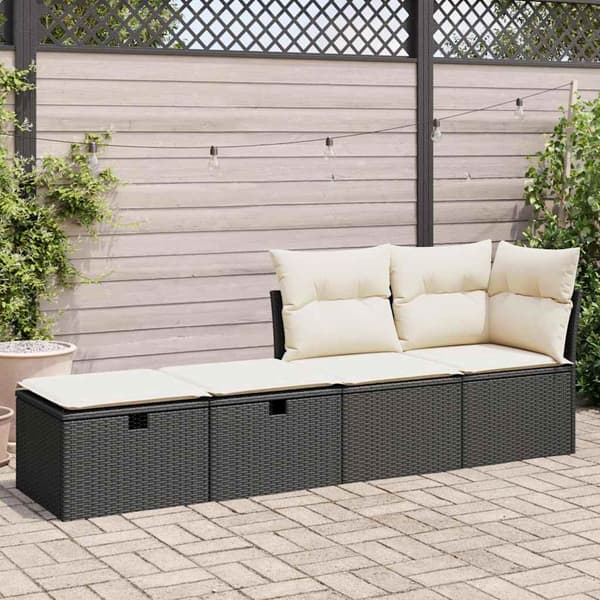 vidaXL 2-delt sofasæt med hynder, sort, polyrattan og akacie