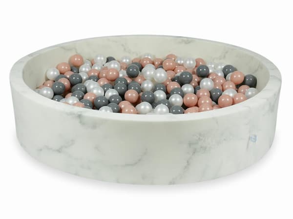 Torr pool 130x30 marmor med 600 bollar: roséguld, grå, pärlfärgad