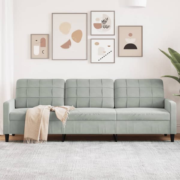 vidaXL 3-sitssoffa ljusgrå 210 cm klädd i sammet