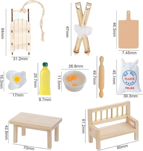 Miniatyyritarvikkeet kääpiötalo 1:12 pulkkasetti 10 kpl