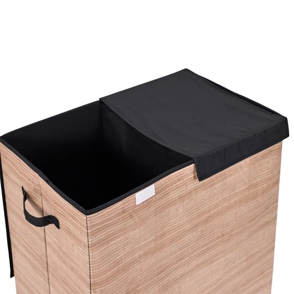 Dubbel tvättkorg 58x35x58 cm brun