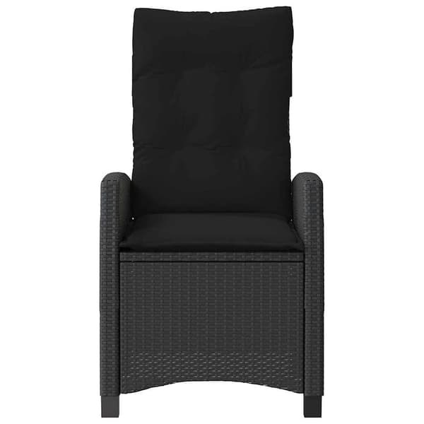 vidaXL havestol med hynder, sort polyrattan