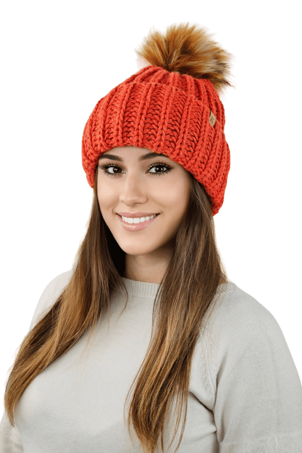 NEREA vinterhue, tyk vævet, orange farve