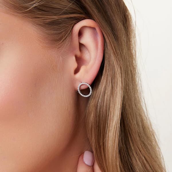 Sølv creoler øreringe 12mm med cubic zircons - KDK5342
