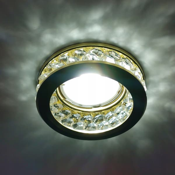 Halogen taklampa, guld, infälld, kristall, glas, GU10