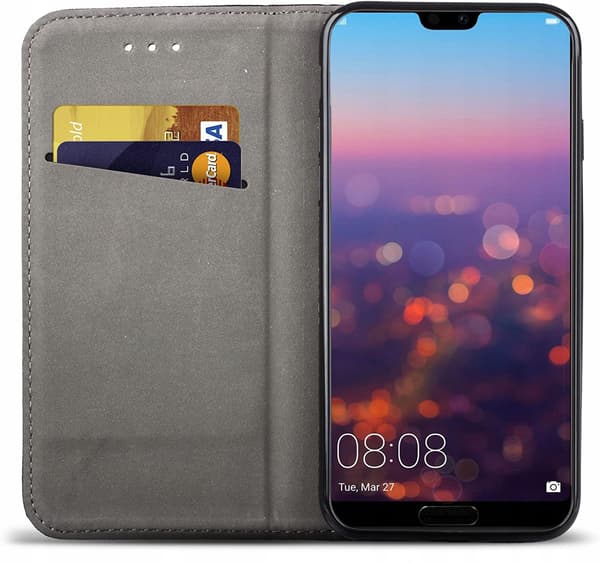 ETUI til HUAWEI P20 LITE SMART MAGNET LUKKET BOOKETUI GULD + GLAS