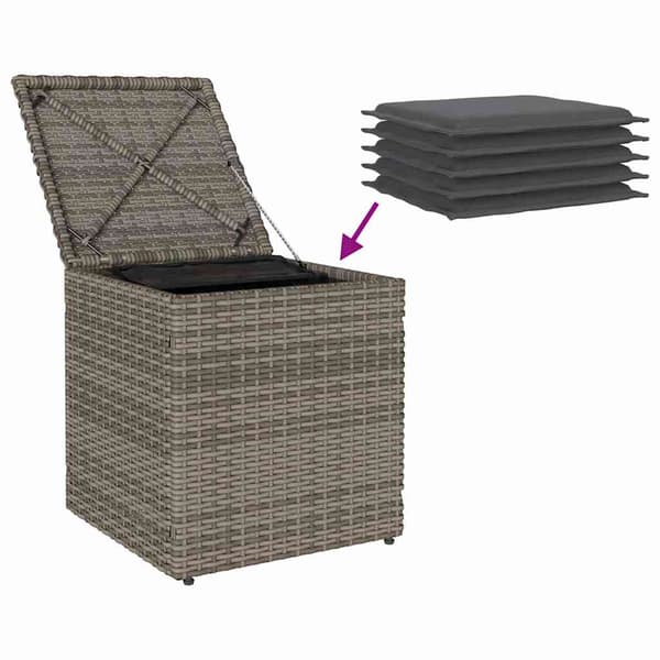 vidaXL Trädgårdspallar med kuddar 2 st grå polyrattan