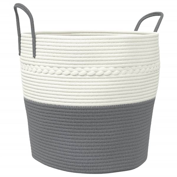 vidaXL Förvaringskorg grå och vit Ø43x38 cm bomull