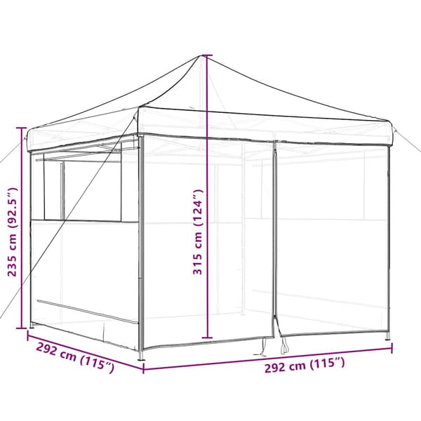 vidaXL 4-vægs pop-up festtelt sort