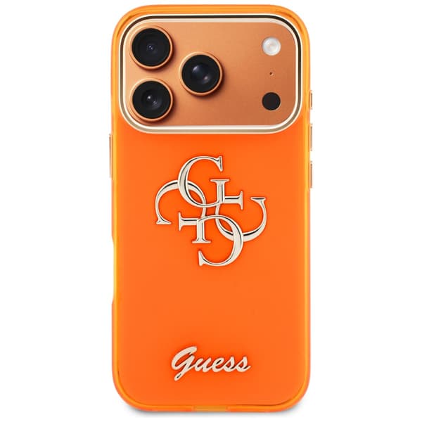 Guess IML 4G Script Metallskal till iPhone 17 Pro Orange