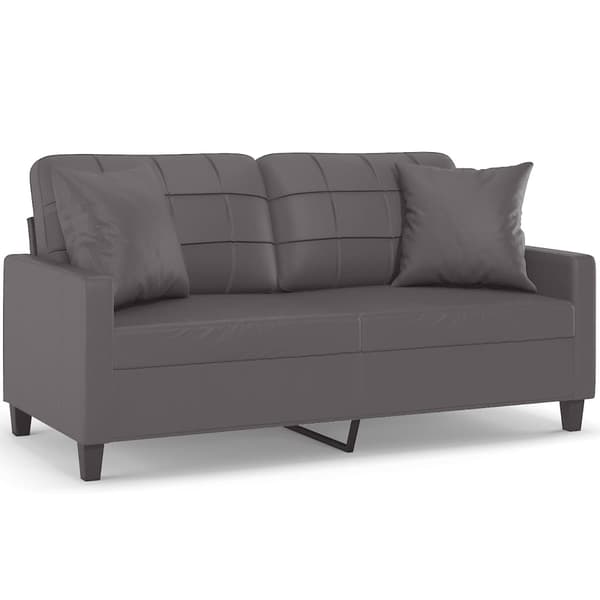 vidaXL 2-sitssoffa med kuddar, grå, 140 cm, konstläder