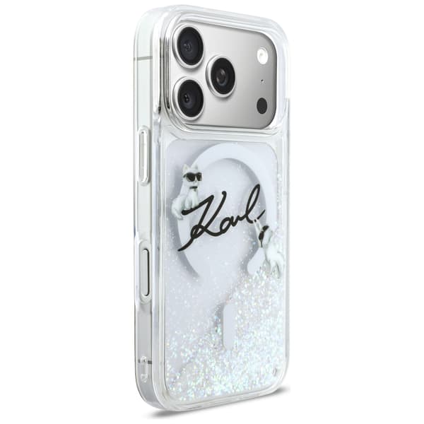 Karl Lagerfeld Liquid Glitter Karl Script Logo MagSafe-etui til iPhone 17 Pro – klart
