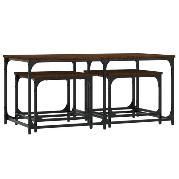 vidaXL Stapelbara soffbord, set om 3, brun ek