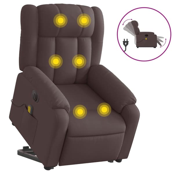 vidaXL Elektrisk lyftande massagefåtölj, vilstol, mörkbrun