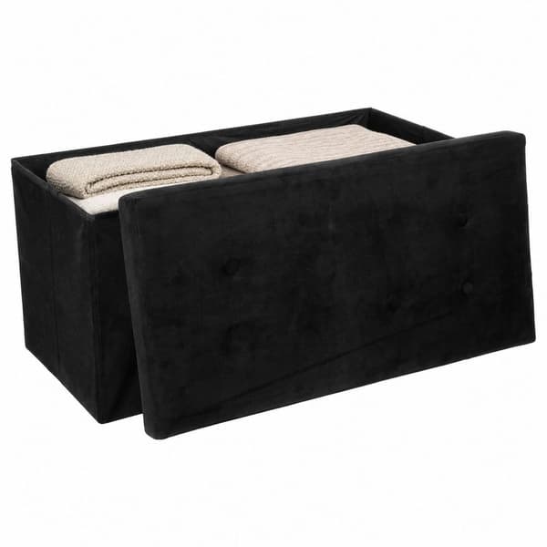 Adaline sort quiltet puf 76x38 cm