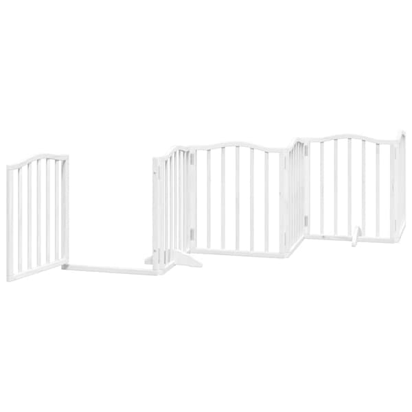 vidaXL Hopfällbar hundgrind med dörr 9 paneler vit 450 cm