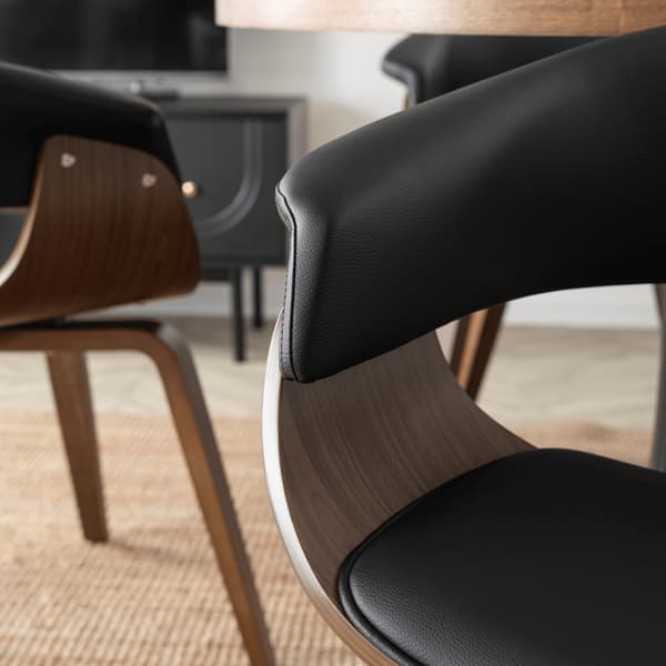 GARY Klädd bentwood-stol valnød/sort øko-læder modern loft