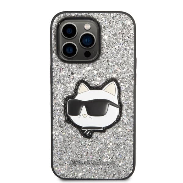 Karl Lagerfeld KLHCP14XG2CPS iPhone 14 Pro Max 6,7" silver/silver hårt skal Glitter Choupette Patch