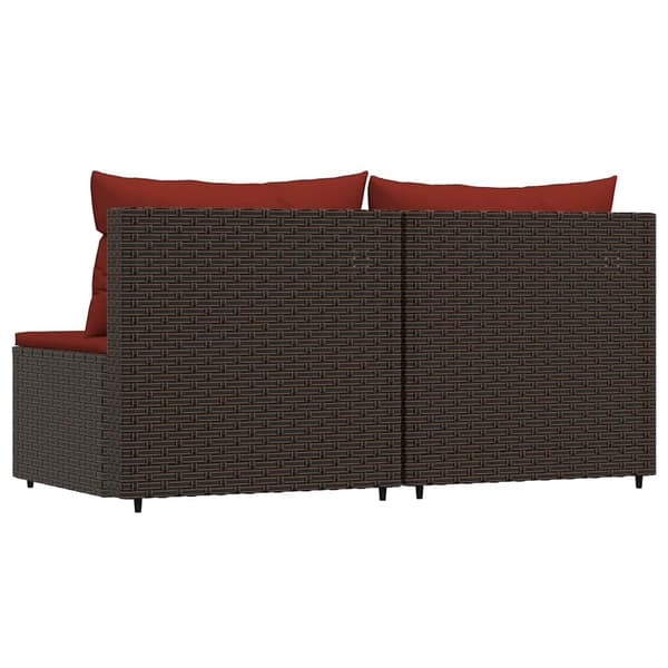 vidaXL midtersofaer med hynder, 2 stk., brun, polyrattan
