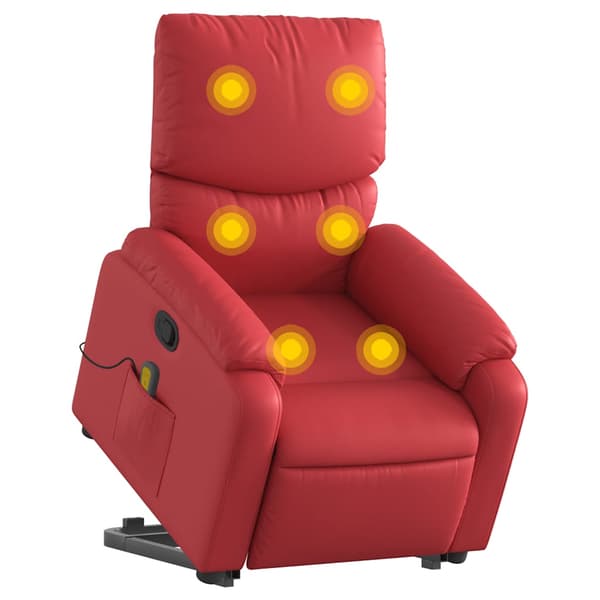 vidaXL Lyftbar massagefåtölj, röd, konstläder