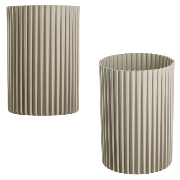 Sæt med 3 moderne beige RIBS vaser