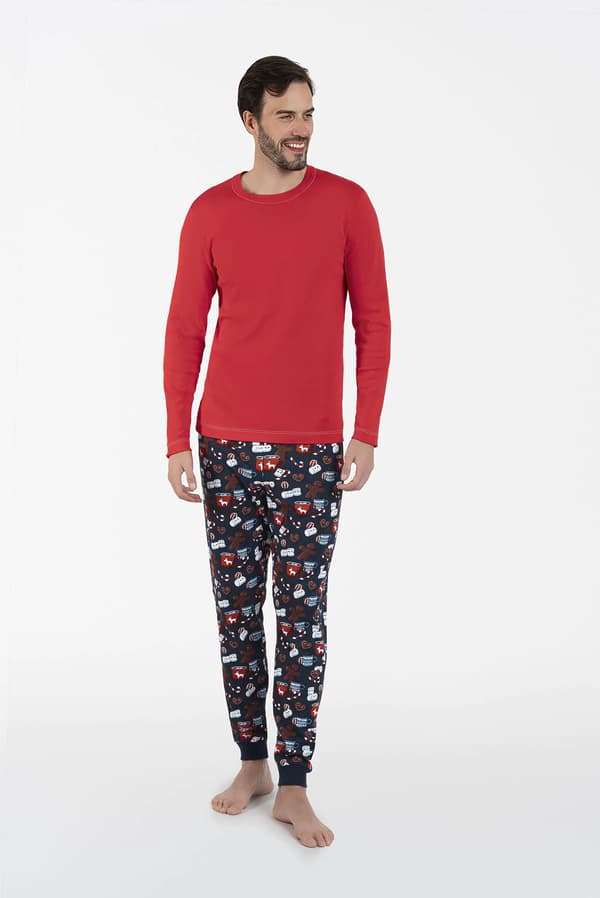 Rojas herrpyjamas långärmad, långbyxor M