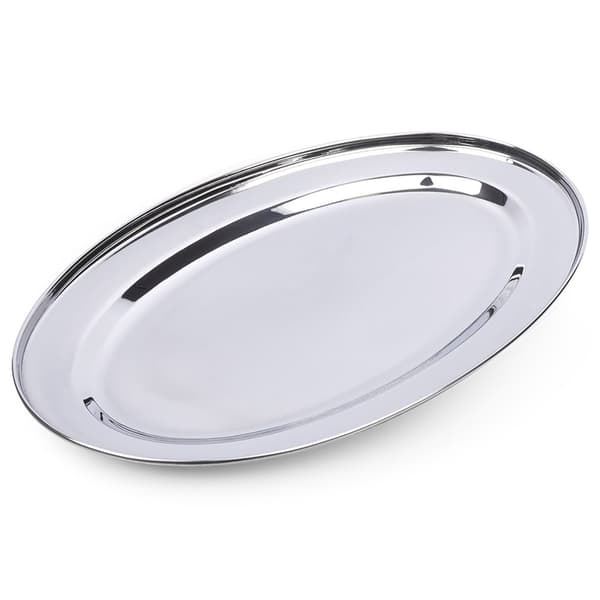 Oval stål bakke til servering 39x26 cm