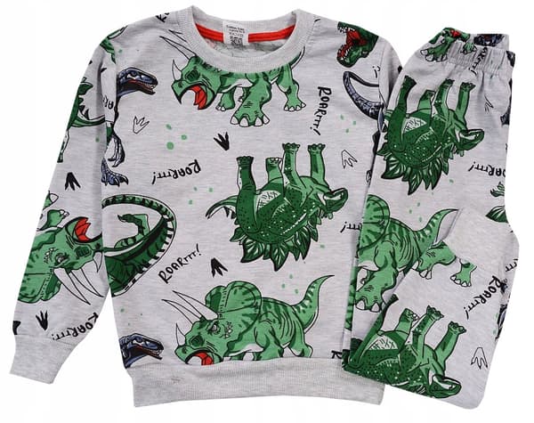 PYJAMASSET långärmat DINOSAURIER grå 6/7 J20P