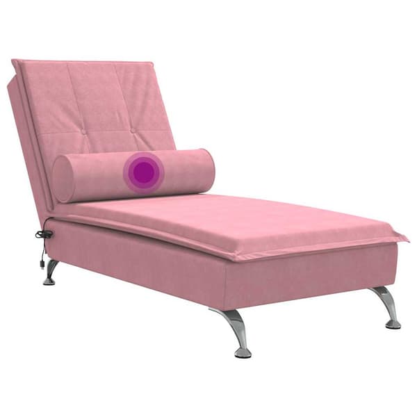 vidaXL Massageschäslong med rullstol, rosa, sammet