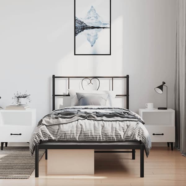 vidaXL metalsengestel med hovedgærde sort 100x200 cm