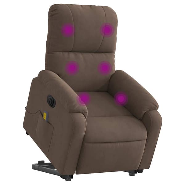 vidaXL Lyftbar massagefåtölj, brun, mikrofiber