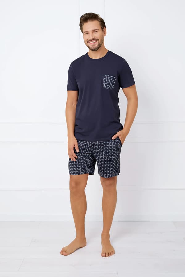 Kortærmede pyjamas til mænd, korte bukser Rajmund L