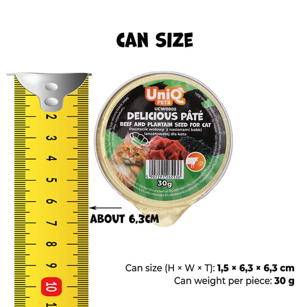 Vådfoder til katte Oksepaté med kage Lækker paté UniQ Pets 8x30g