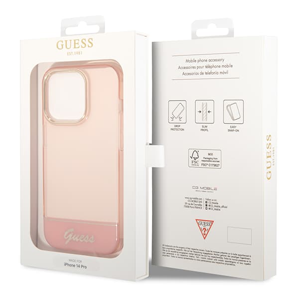 Guess Translucent Fodral till iPhone 14 Pro Max, Rosa