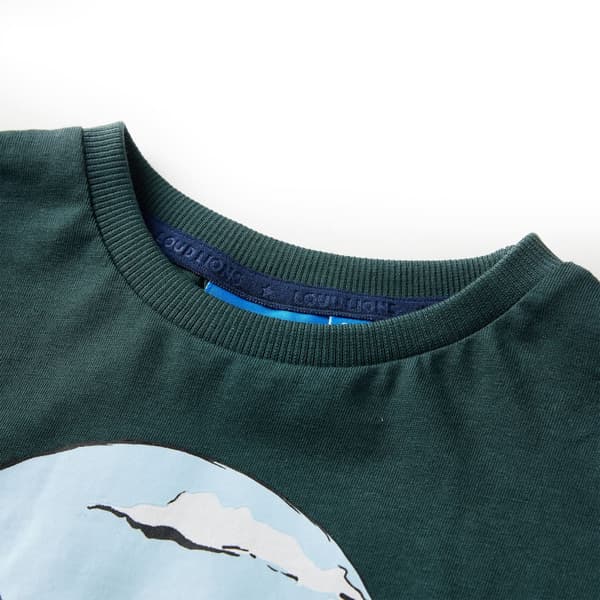 Barn långärmad T-shirt, mörkgrön, 92