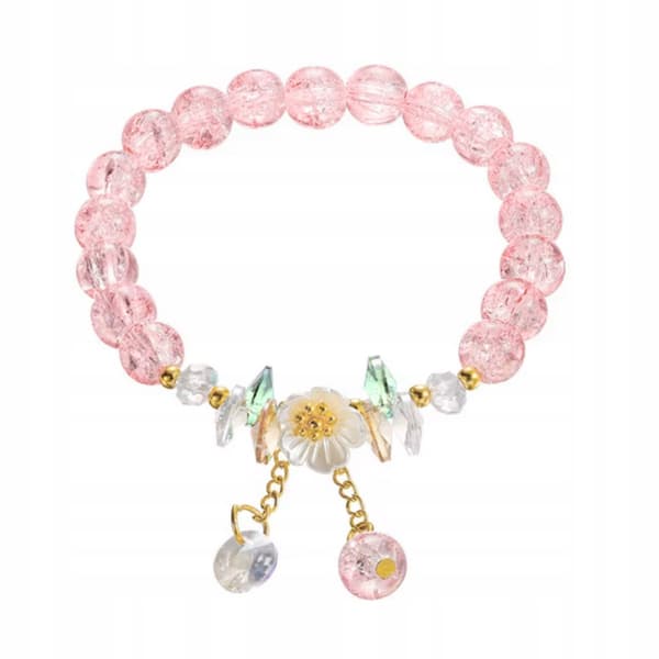 Elastisk blomsterarmbånd med vedhæng - Diskret og let