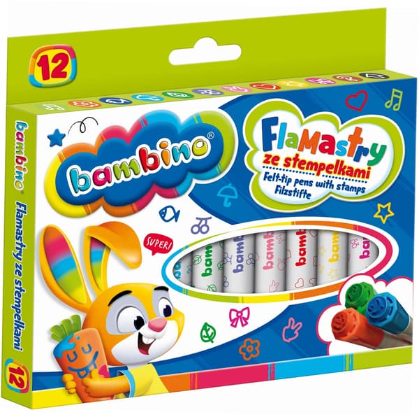 BAMBINO tuscher med stempler. 12 farver